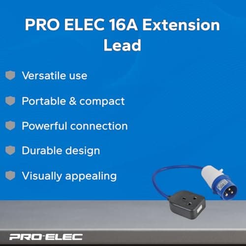 PRO ELEC 16A Mains Socket to CEE Plug Converter, 230V, Blue, 350mm — view 3