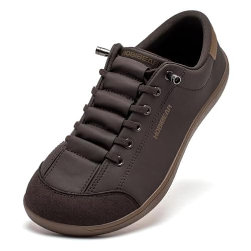 HOBIBEAR Womens Mens Wide Minimalist Barefoot Fashion Trainers Zero Drop Shoes Dark Brown