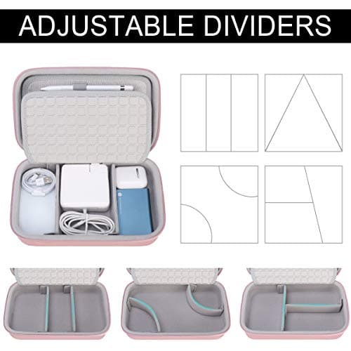 Canboc Hard Travel Electronic Organizer Case for MacBook Power Adapter Charger Cable Apple Magic Mouse Power Bank Apple Pencil USB Flash Disk SD Card Small Portable Accessories Tech Bag, Rose Gold — view 2