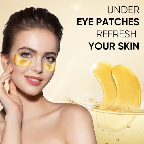 20Pcs/10 Pairs 24K Gold Eye Mask Collagen Under Eye Mask Patches for Dark Circle Puffiness, Refresh, Revitalizing, Travel, Wrinkles, Eye Patches for Women Men — view 5