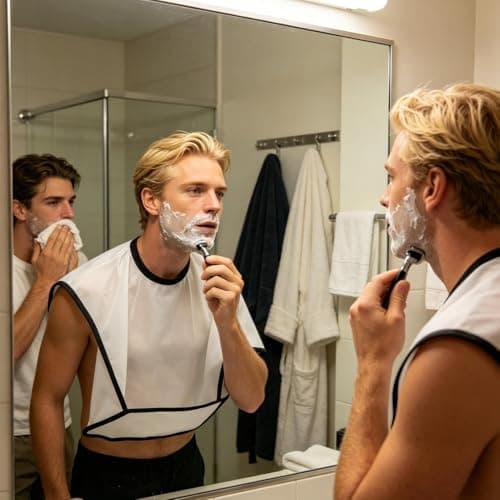 Beard Apron Foldable, Waterproof Shaving Bib – Beard Trimming Catcher with Hair Tray, M-essFree Sink Grooming Cape, Non-Stick Polyester, for Men Dad, Home Bathroom Salon, Easy Clean & Storage — view 6