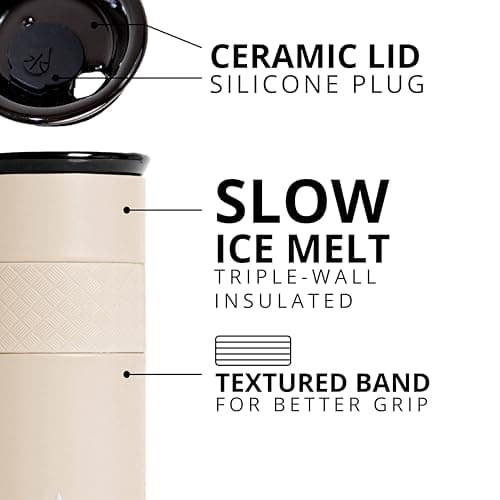 Elemental Artisan Triple Wall Insulated Tumbler – Stainless Steel Coffee Cup with Ceramic Lid – Thermal Travel Mug for Hot(6 Hrs) & Cold(18 Hrs) Drinks – Reusable Coffee Cups (Beige, 473 ml) — view 5