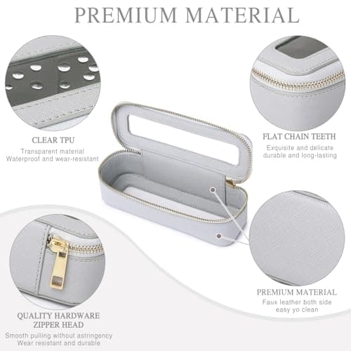 Pinkmik Makeup Brush Bag Slim Clear Makeup Bag Transparent Travel Cosmetic Case & Toiletry Bag with Zipper Small Beatuy Makeup Bag Purse Organizer for Women, Gray, SLIM-3, Makeup Brush Case — view 4