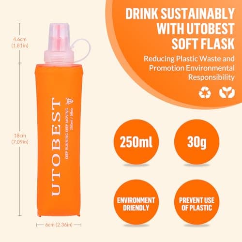 UTOBEST Soft Flask TPU Foldable Running Water Bottles Collapsible Hydration Bottles, 2PCS — view 2