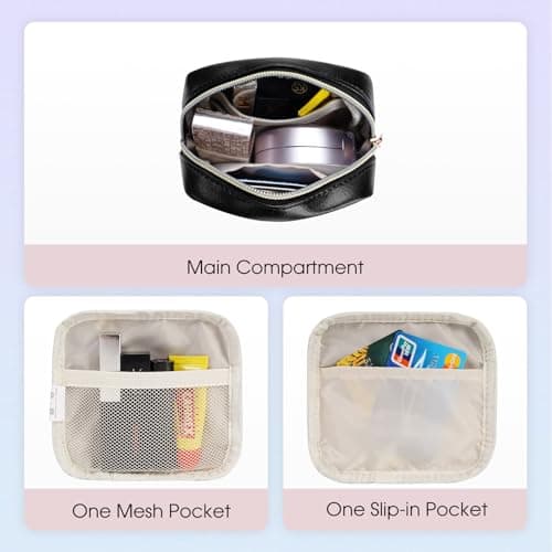 Small Makeup Bag for Handbag Vegan Leather Mini Makeup Pouch for Women — view 2