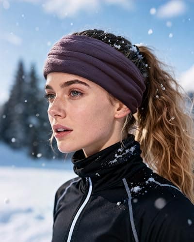 Clakllie Warm Polar Fleece Neck Gaiter Thermal Snood for Men Winter Face Mask Windproof Bandana Adjustable Face Covering Scarf for Skiing Motorcycle Outdoor Sports Running Cycling,HB25W1-Purple — view 3