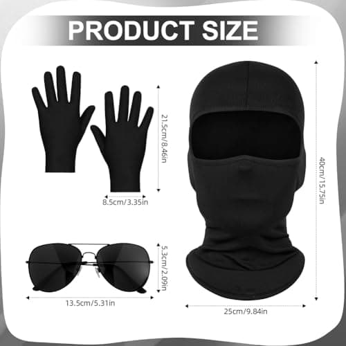 Alaoo Ski Face Mask for Men Women, 3Pcs Ski Face Mask UV Protector Masks with Gloves Sunglasses, Motorcycle Cycling Neck Warmer for Helmet for Skiing, Snowboarding, Motorcycle Wind Protection — view 2