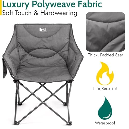 Trail XL Padded Camping Chair for Adults, Lightweight Portable Folding Outdoor Chair, All Round Wraparound Padding, Heavy Duty Steel, Luxury Duoweave Fabric, Pocket, Carry Bag (H88cm x W70cm x D53cm) — view 4