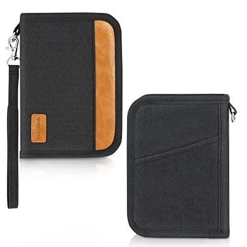 Travel Document Holder, Passport Holder For 2 Passports, Small Passport Bag, Double, Dual, A5, Folder, Money Purse, RFID Blocking, Holiday, Multiple Waterproof Organisers, Black Compact UK BLK /BRN — view 4