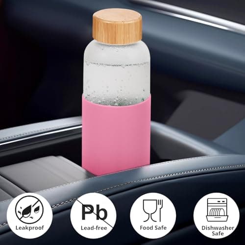 LIMILI 2 pack 500ML Glass Water Bottles With Bamboo Lids and Silicone Covers, Leak Proof Reusable Drinking Bottles for Hot Cold Drinks, Work, Gym, Home — view 6