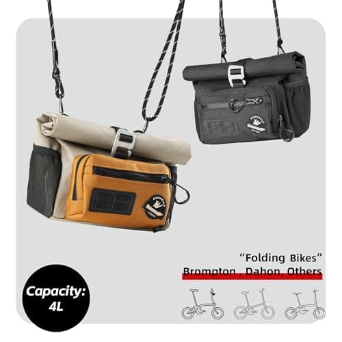 Rhinowalk Bike Handlebar Bag for Brompton Folding Bike Quick Release Bicycle Front Bag with Shoulder Strap Rain Cover for Urban Cycling — view 5