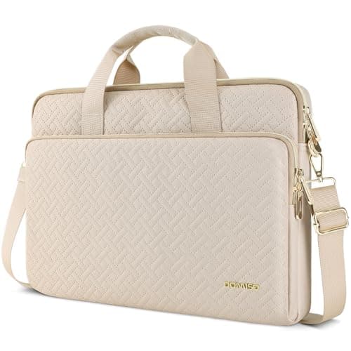 DOMISO 17 inch Laptop Sleeve Protective Case Cover Compatible with 17-17.3 inch HP Dell ASUS Lenovo Chromebook,Waterproof Computer Cases Bag with Shoulder Strap,Beige — view 3