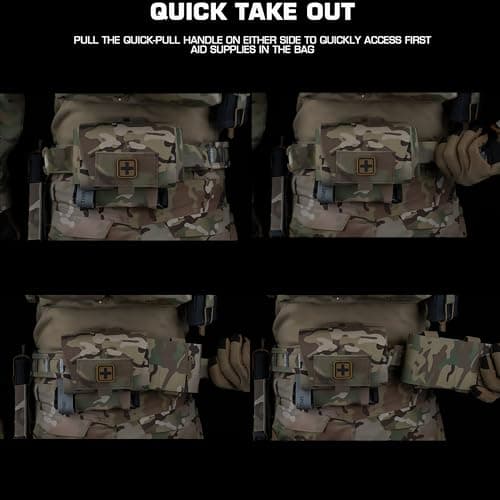 Compact MOLLE First Aid Kit - Quick-Detach Lightweight Emergency Medical Pouch for Outdoor Safety & Survival Gear (Khaki) — view 3