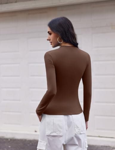 Ekouaer Womens Long Sleeve Tops Thermal Tee 1pcs Braun L — view 4