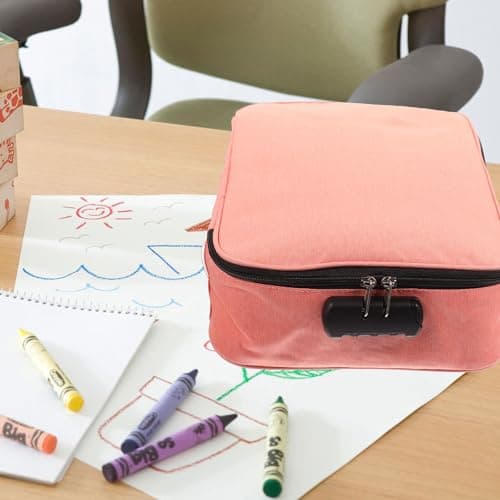 SOESFOUFU Pink Multi Layer File Storage Box with Lock for Documents — view 6