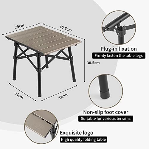 Naturehike Camping Table Folding Table Aluminium Portable Folding Chair Ultralight Camping Table Small Table for Garden Hiking Camping （Gold-S） — view 2