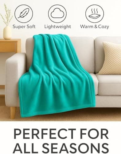 HOMES-LINEN Fleece Faux Fur Roll Mink Throws Soft Cosy Bed Blankets (Teal, Double (150Cm x 200cm)) — view 2