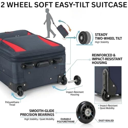 DK Luggage 26" Medium Lightweight Suitcases Expandable Trolley case with 2 Wheels DK16 Navy — view 4