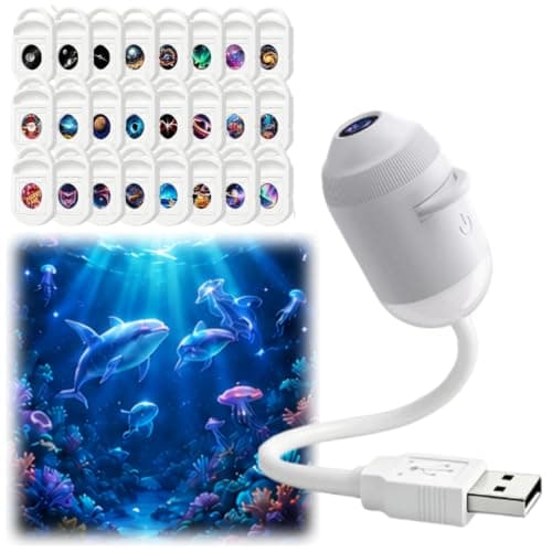 Ocean Galaxy Night Light Projector, Plug and Play HD Star Projector, Smart Holographic 2-in-1 Galaxy Star, Portable Starry 360° Adjustable Hd Galaxy Projector with Projection Films (With 24 Films)