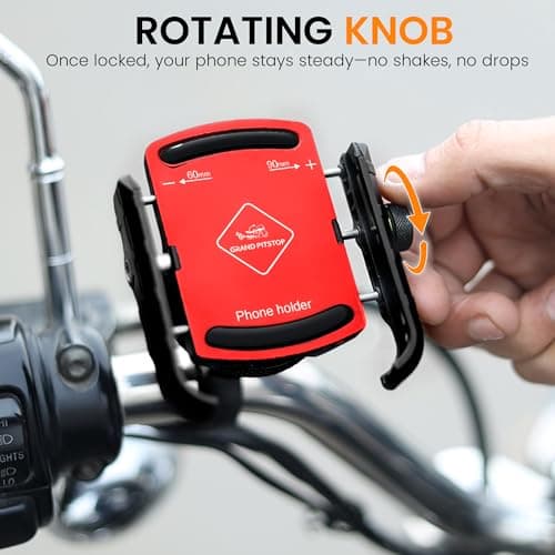 GRAND PITSTOP Motorcycle Phone Mount Aluminium Handlebar/Rear-View Mirror Bike Cellphone Holder Sturdy for Iphone Samsung Google Nokia 3.5-6.8 inch Other Smartphones (Red) — view 5