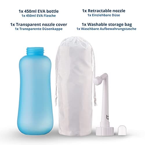 T2 Peri Bottle - Portable Bidet for Postpartum Care, Pain Relief - 450ml Plastic Squeeze Bottle with 60° Nozzle & Washable Storage Bag - Hospital Bag Maternity Essential, Gift for Mum to Be — view 6