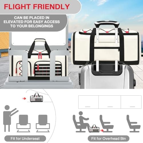 35L Gym Bag with Shoe Compartment, Dry & Wet Separation Overnight Bag-White — view 4
