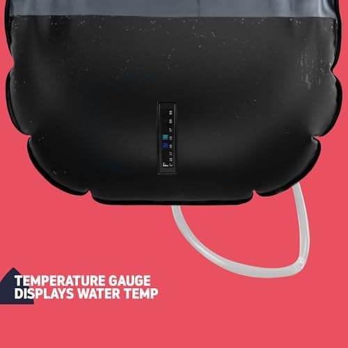 Hillington Solar Powered Camping Shower Complete with Heavy Duty 20L PVC Bag, Long Flexible Hose and Adjustable Shower Head and Temperature Display Thermometer — view 5