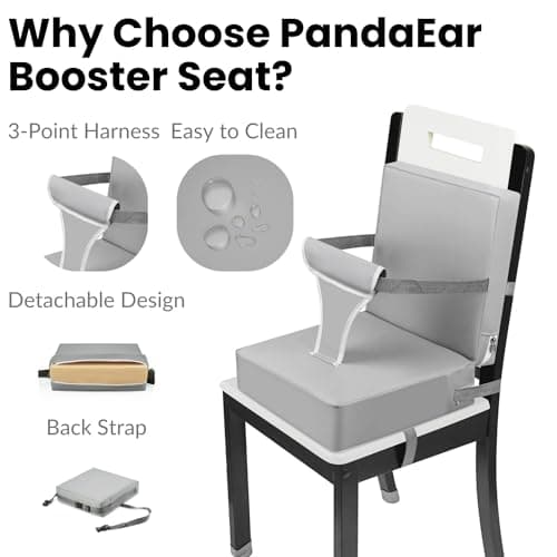 PandaEar Toddler Booster Seat for Dining Table, Portable High Chair Seat, Table Booster Seat for Toddler, Travel Highchair Booster Cushion with Backrest & Adjustable Seat Belt for Kids Child — view 3