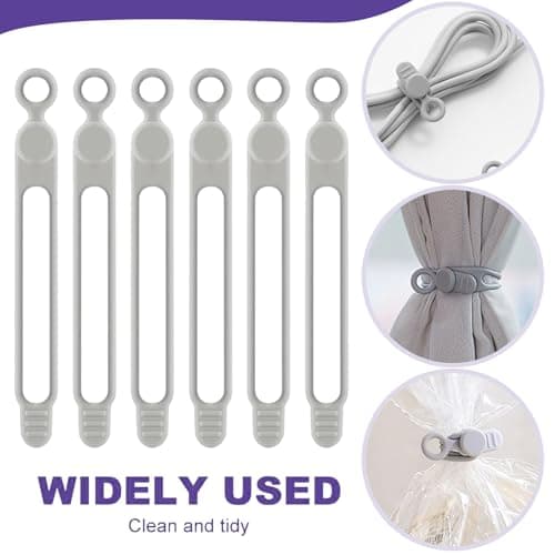 Silicone Cable Organiser Straps, 6pcs Reusable Elastic Cable Ties for USB Cables, Phone Chargers, Earphones & Wires, Multi-Colour Cord Management Wraps for Home Office Travel (White) — view 4
