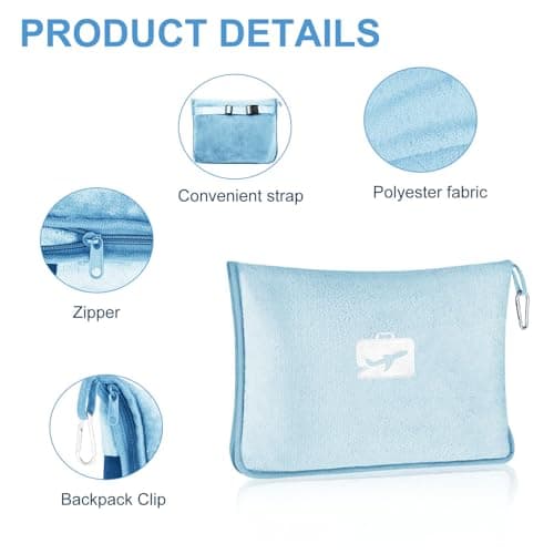 Megcdtr Travel Blanket and Pillow with Eye Mask and Ear Plugs(Blue) — view 3