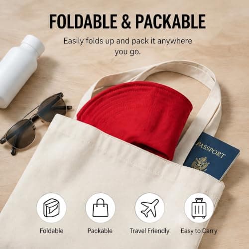 Votuda Classic Cotton Bucket Hat for Men & Women – Lightweight Breathable Sun Hat UPF 50+ Packable Summer Beach Fishing Travel Hat (Unisex, One Size, Wine Red) — view 5