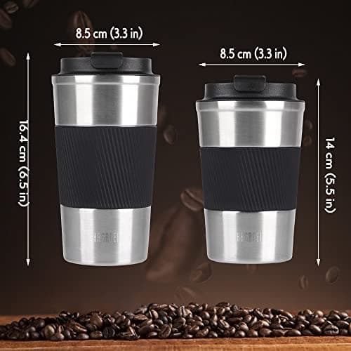 HASAGEI Travel Mug, Insulated Coffee Cup with Leakproof Lid - Vacuum Insulation Stainless Steel for Hot and Cold Water Coffee and Tea 510ml/380ml (Brushed Nickerl, 380ml) — view 6