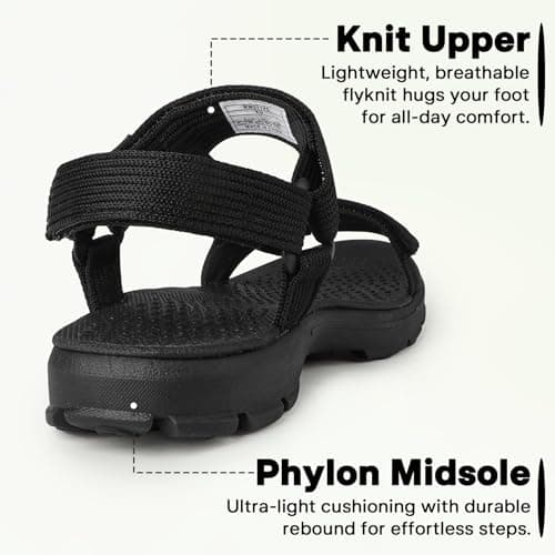 riemot Women's Walking Sandals, Adjustable Sports Sandals with Textured Footbed and Lightweight Cushioned Rubber Sole, Comfortable Summer Outdoor Sandals for Travel and Daily Walking, Black UK 7 — view 5