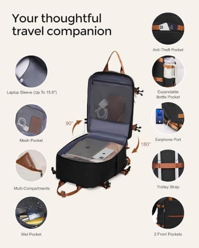COOLIFE 55×40×20 Cabin Suitcase + 40x30x20cm Ryanair Cabin Bag EasyJet Set — view 6