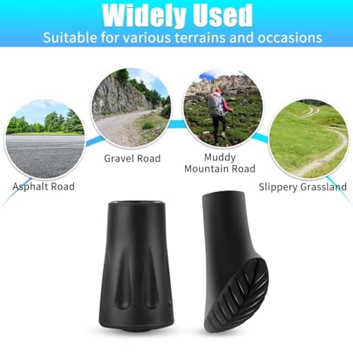 Pack of 12 Nordic Walking Poles, Rubber Buffers, Non-Slip Hiking Poles, Rubber Buffer for Most Walking Poles, Walking Sticks, Rubber Buffer for Hiking Poles, Asphalt Gravel Mountains, Hiking, 2 Styles — view 6