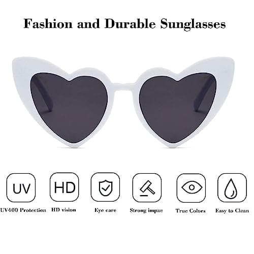 Wowtlmy 4 Pack Vintage Heart Shaped Sunglasses White Sunglasses For Women — view 5