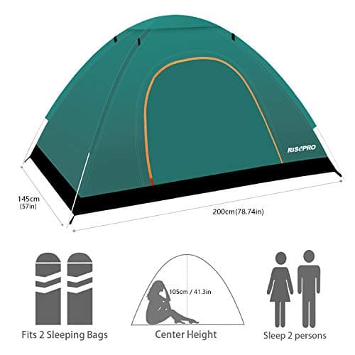 RISEPRO instant automatic pop up tent , 2 Person Lightweight Tent ,Waterproof Windproof, UV Protection , Perfect for Beach, Outdoor, traveling ,hiking ,camping, hunting, fishing, etc — view 2