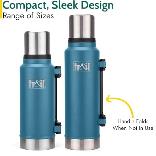Trail Vacuum Flask with Handle, Camping & Travel, 1300ml, Teal — view 5