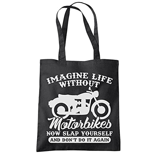 HotScamp Life Without Motorbikes - Tote Shopping Bag - Motorcycle Biker Dirt One size black