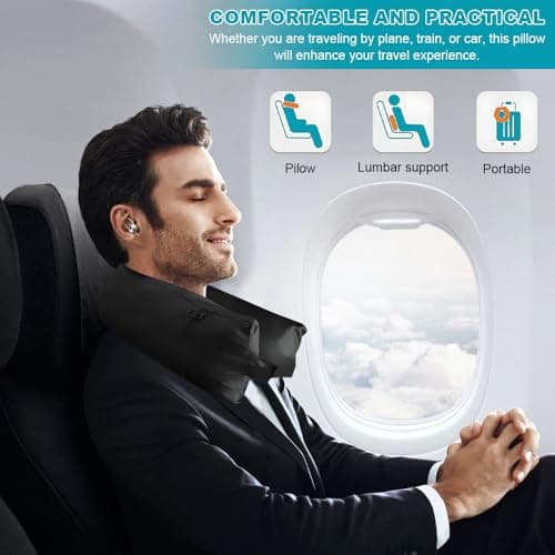 Stuffable Neck Pillow for Travel, Waterproof Travel Neck Pillows (Black) — view 6