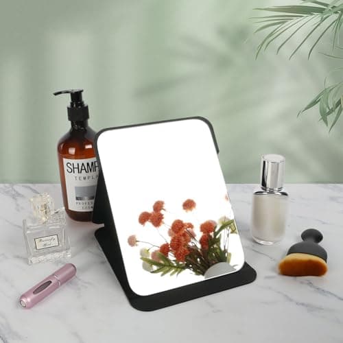 AYESY Folding Tabletop Mirror, 25 * 17.5cm Black PU Leather Portable Travel Desktop Vanity Mirror with Stand for Office Desk, Vanity Table, Travel, Camping — view 2