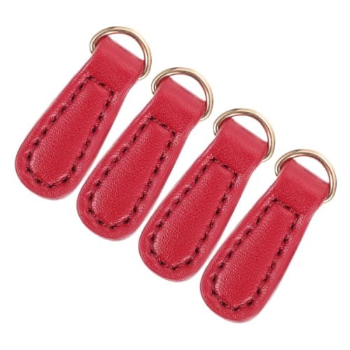 4pcs Faux Leather Zipper Pull Replacement for Backpacks and Bags Red