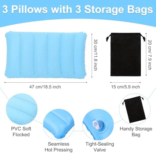 CYZBL 3Pcs Inflatable Flocking Cushion, Soft Blow Up Travel Camping Pillow — view 2