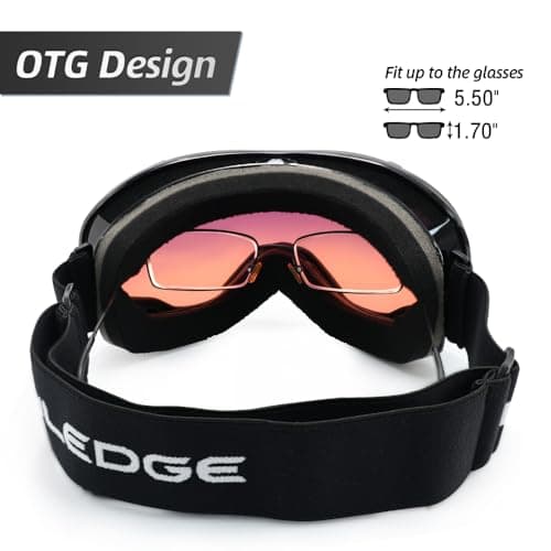 Snowledge Ski Snowboard Goggles with UV400 Protection, Skiing Snowboarding Goggles of Dual Lens with Anti Fog for Men, Women,Helmet Compatible — view 3