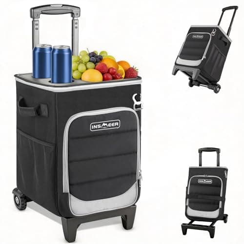 INSMEER 2-in-1 40L Large Insulated Cool Bag on Wheeled & Hard Top