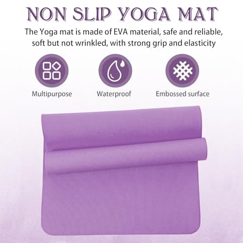 LEIFIDE 10 Pack Yoga Mat Bulk 68'' x 24'' x 4mm Thick Yoga Mat, Purple — view 3
