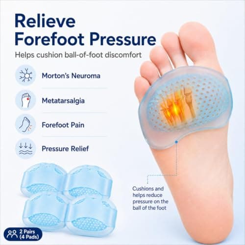 4PCS Breathable Metatarsal Pads for Women and Men,Forefoot Pads for Walking — view 6