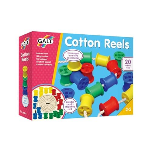 Galt Cotton Reels, Threading Toy, Ages 3 Years Plus, 20 Count (Pack of 1)