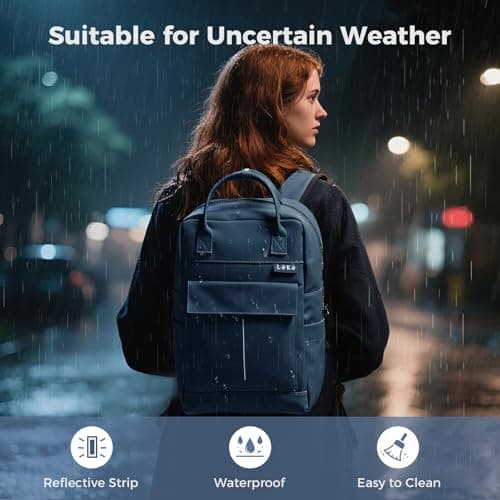 Lekespring Laptop Backpack 15.6 Inch, Waterproof Work Leather Bag — view 3