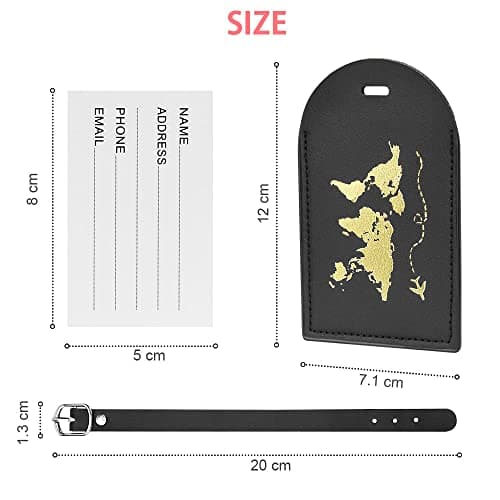 flintronic 2 Pcs Luggage Tags, Leather Baggage Labels, Suitcase ID Tag Set, Handbag Tag Labels Travel Accessories for Married Men Women Couples Wedding Travel Gift — view 2